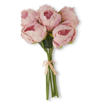 K&K Interiors 12" Real Touch Peony Blooming Spring Flowers - 6 Stem Bundles