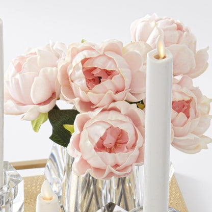 K&K Interiors 12" Real Touch Peony Blooming Spring Flowers - 6 Stem Bundles