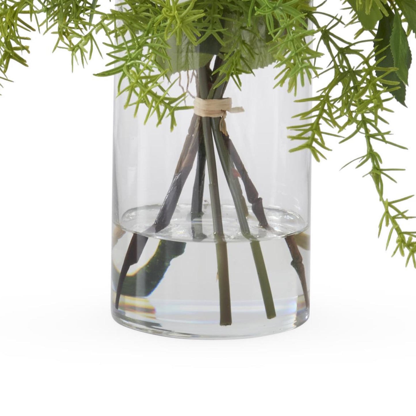 K&K Interiors 20.5" Real Touch Diamond White Rose Flower Arrangement in Faux Water Glass Vase for Valentine's Day