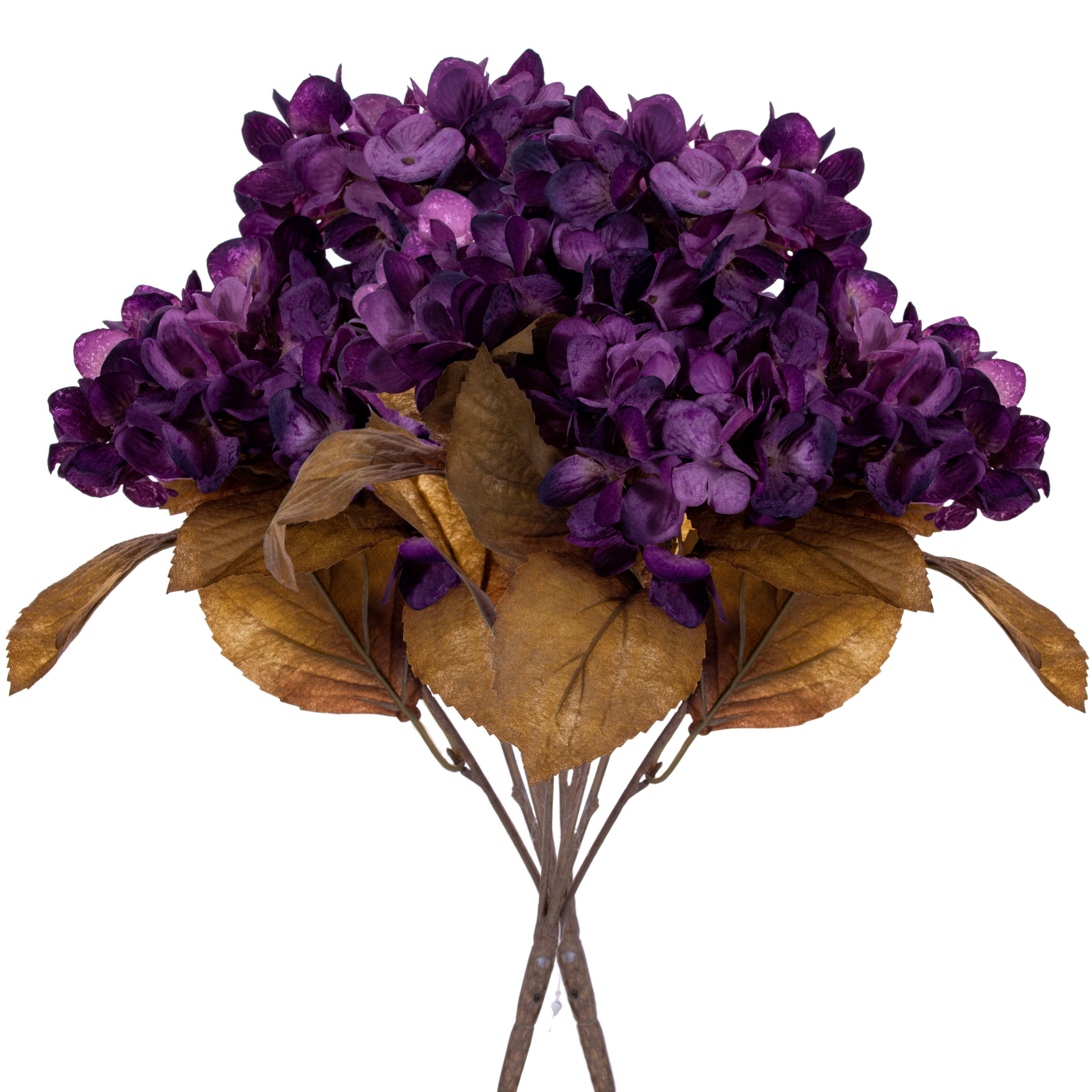 Hydrangea Harvest Midnight Purple 16.5" Bush Stems - Set of 2