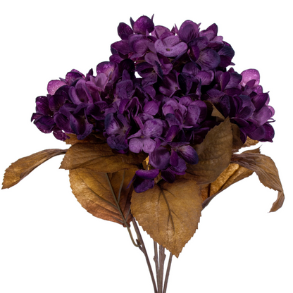Hydrangea Harvest 16.5" Flower Bush Stems - Set of 2
