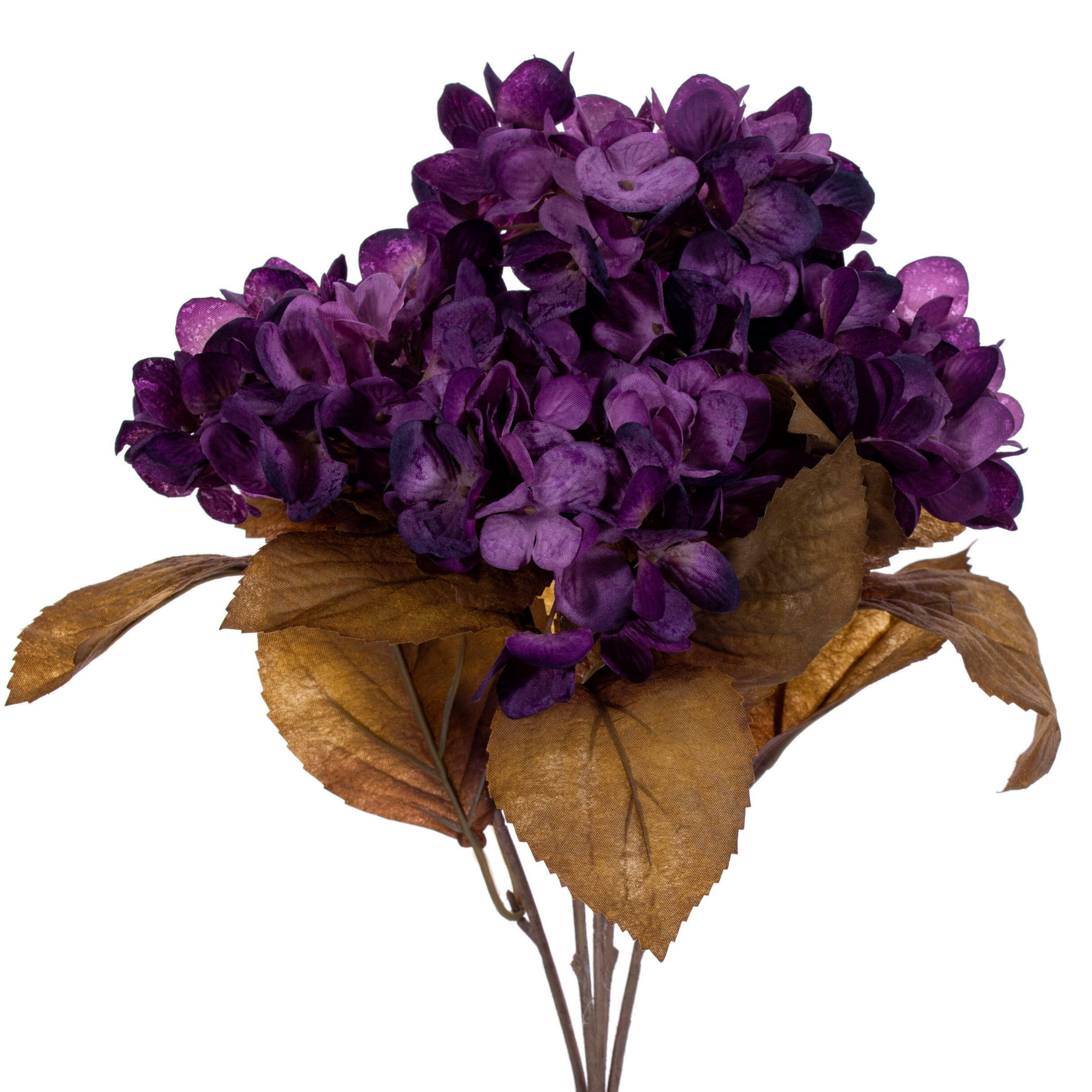 Hydrangea Harvest Midnight Purple 16.5" Bush Stems - Set of 2