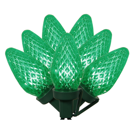 Vickerman 25 Green C7 LED Light on Green Wire, 16' Christmas Single Mold Light Strand