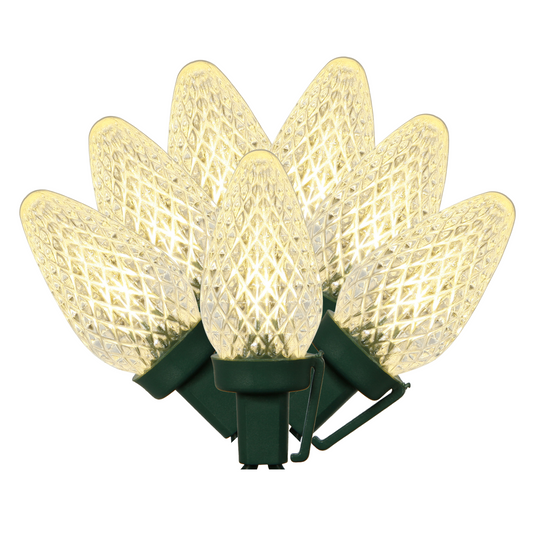 Vickerman 25 Warm White C7 LED Light on Green Wire, 16' Christmas Single Mold Light Strand