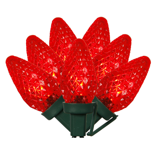 Vickerman 25 Red C7 LED Light on Green Wire, 16' Christmas Single Mold Light Strand