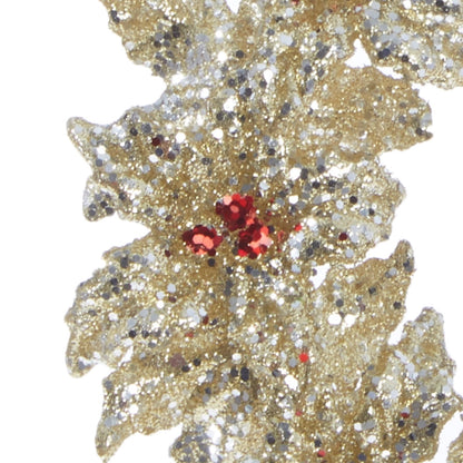 RAZ Imports 5" Gold and Silver Glittered Holly Wreath Ornament