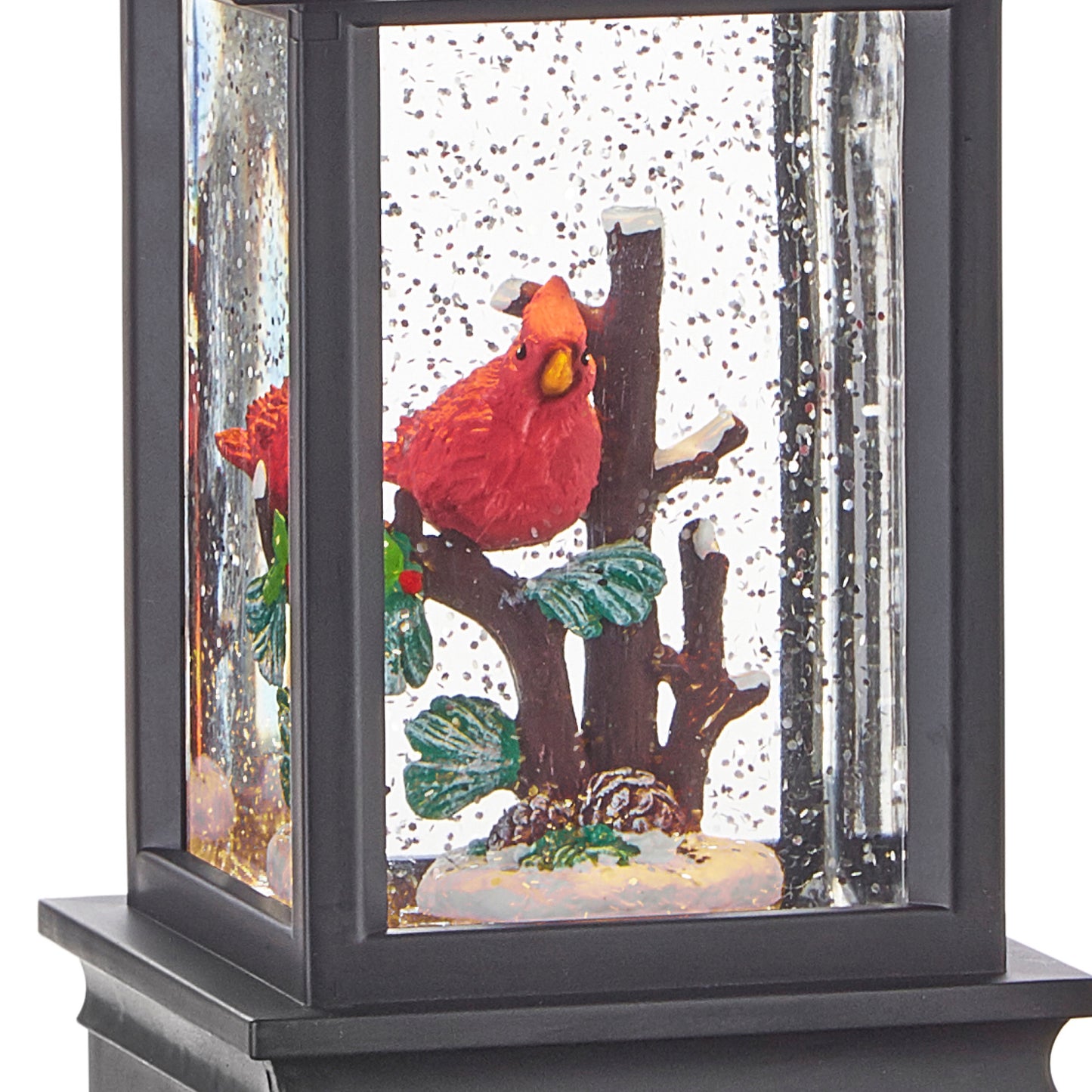 RAZ Imports 9.5" Christmas Cardinal Lighted Glitter Water Lantern - Includes USB Cord