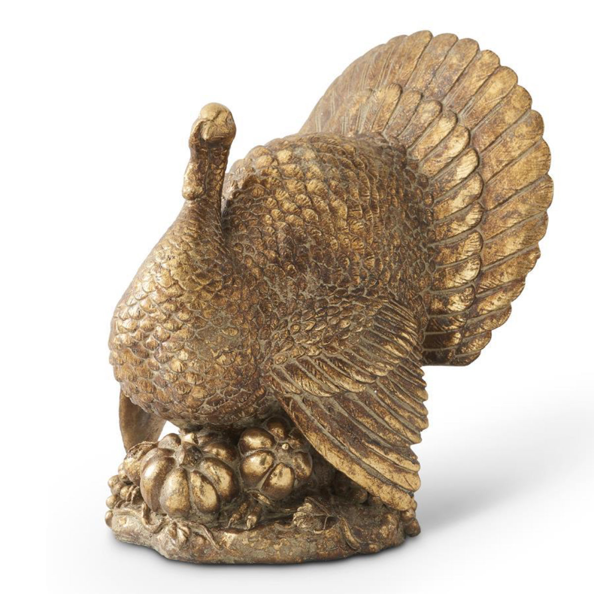 K&K Interiors 17" Antique Gold Tabletop Turkey Thanksgiving Fall Decoration