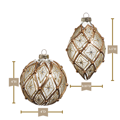 RAZ Imports 4" Brilliant North Star Deco Ball and Finial Glass Christmas Ornaments - Set of 2
