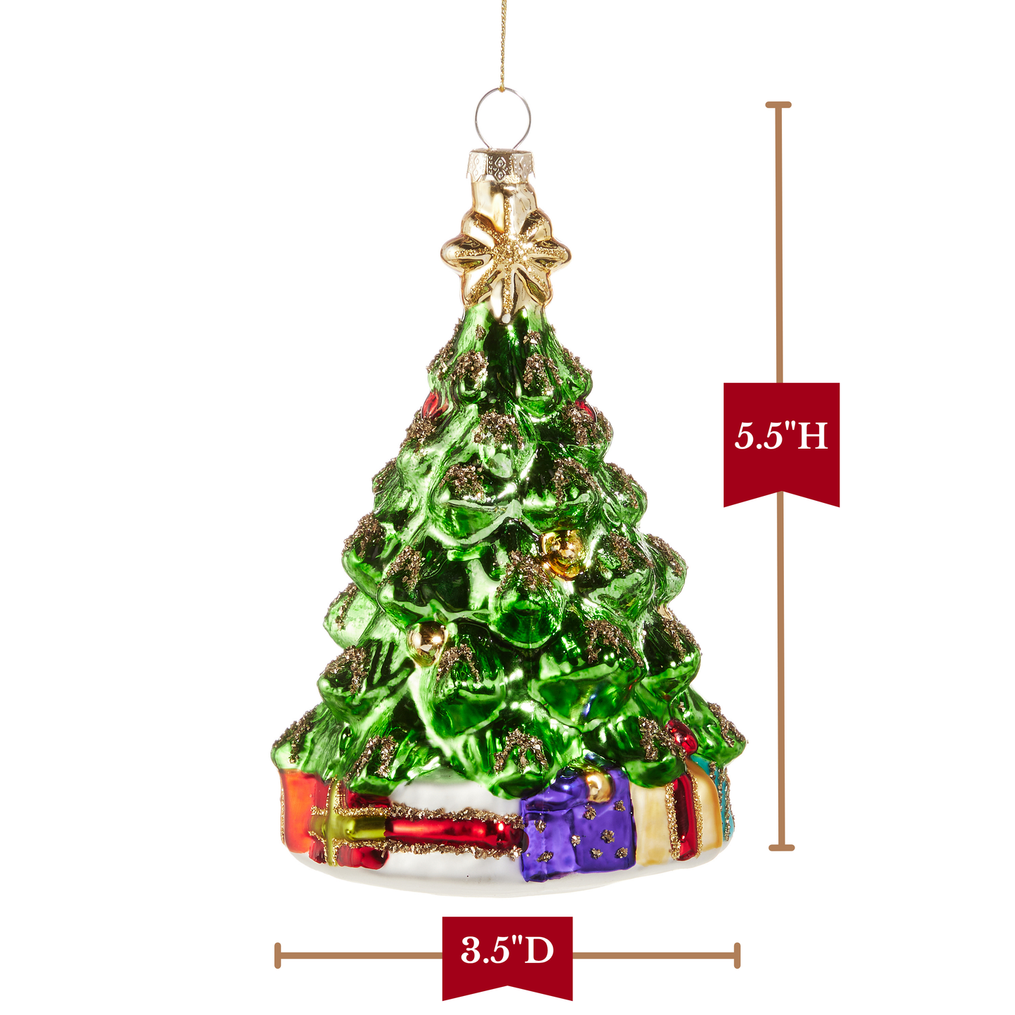 RAZ Imports 5.5" Treasured Moments Christmas Tree with Star Glass Christmas Ornament
