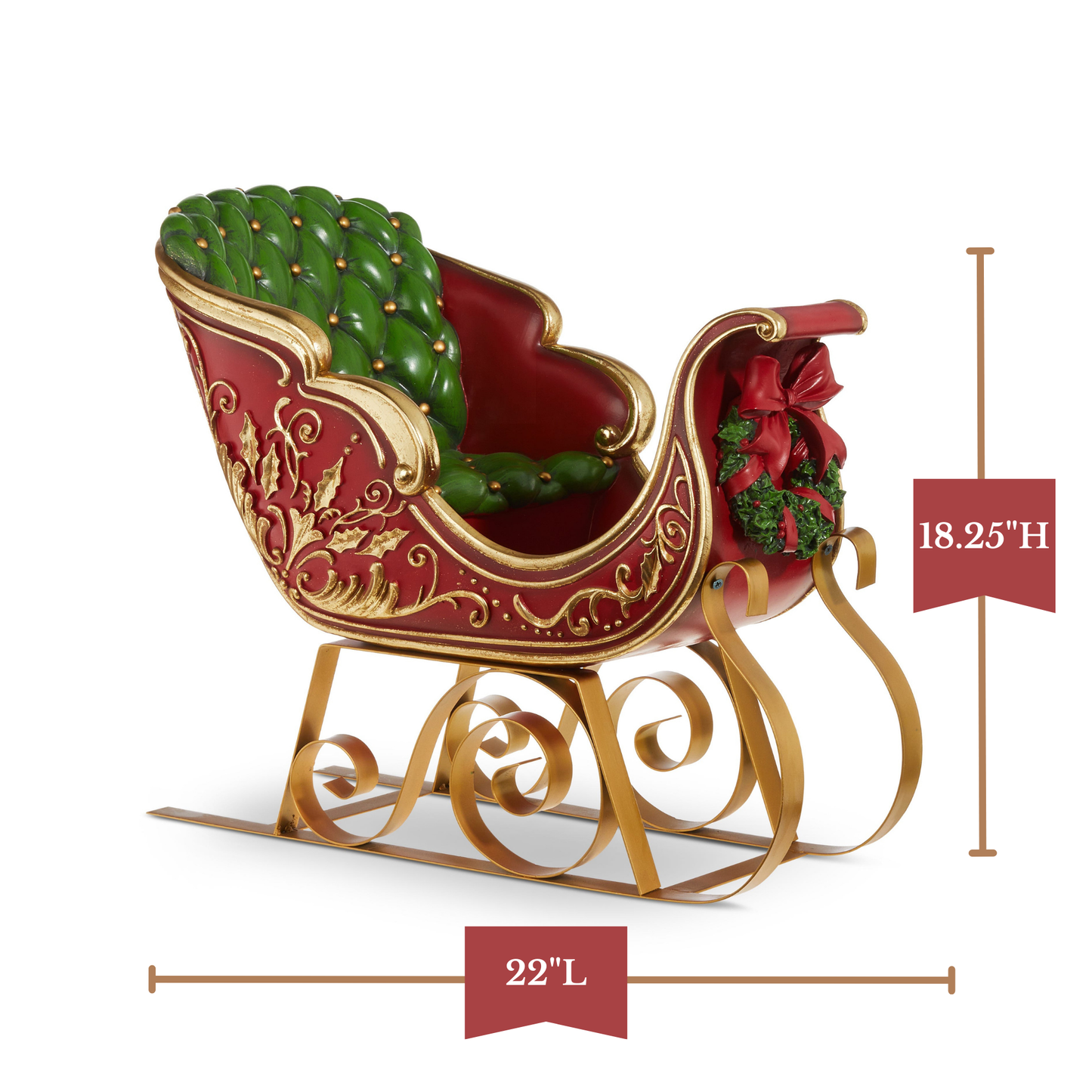 RAZ Imports 22" Red and Gold Christmas Sleigh Christmas Decoration