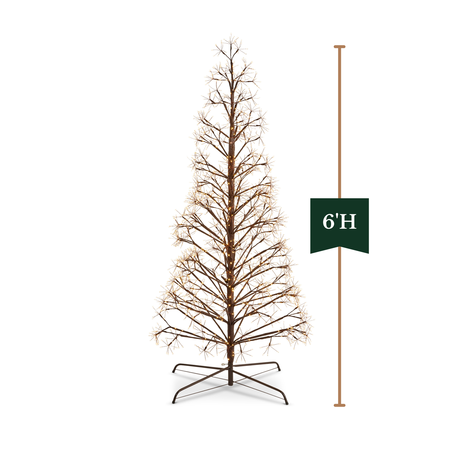 Starburst Pre-Lit Brown Artificial Christmas Tree with Warm White Twinkling LED Lights by RAZ Imports