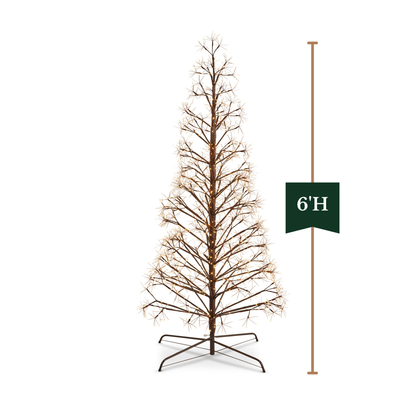 Starburst Pre-Lit Brown Artificial Christmas Tree with Warm White Twinkling LED Lights by RAZ Imports