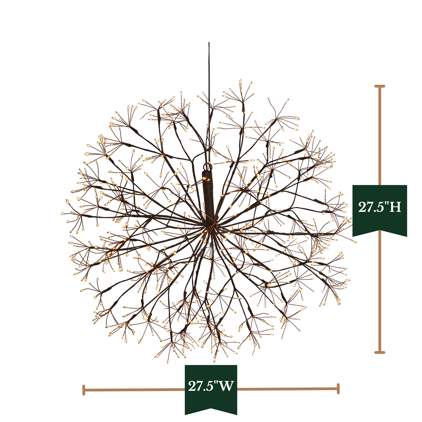 Starburst Pre-Lit Brown Christmas Orb with Warm White Twinkling LED Lights by RAZ Imports