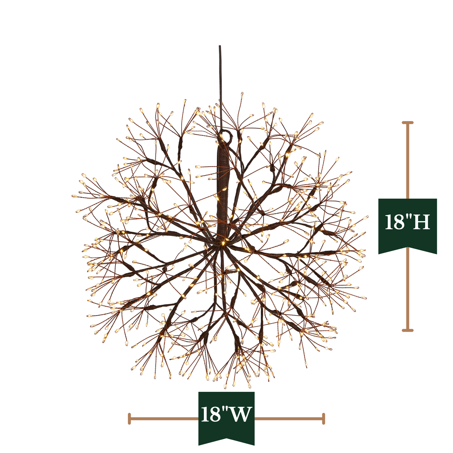 Starburst Pre-Lit Brown Christmas Orb with Warm White Twinkling LED Lights by RAZ Imports