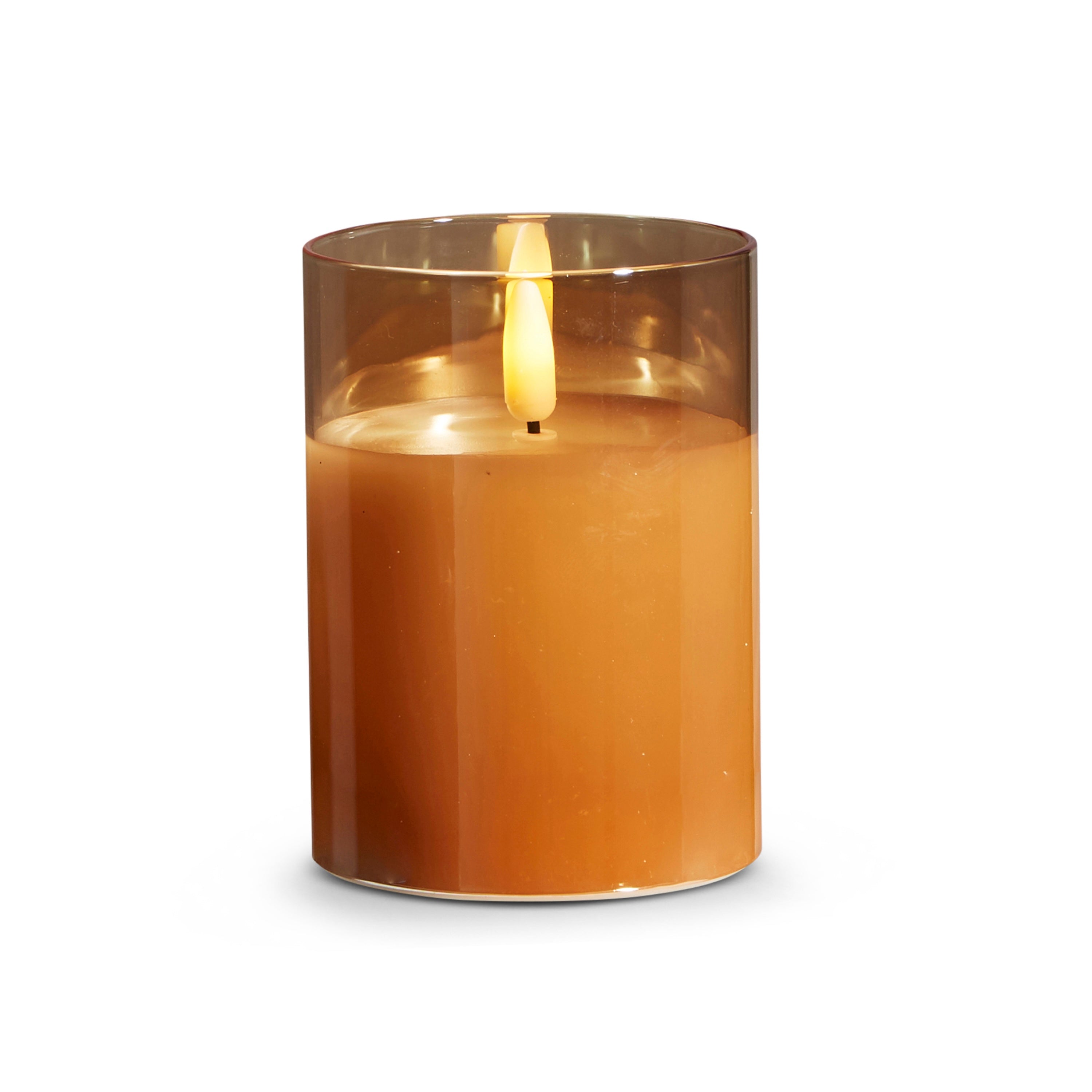 RAZ Imports Gold Ivory Glass LED Pillar Flameless Candle, 6 Hour Timer, Battery Operated - 3"W X 4"H