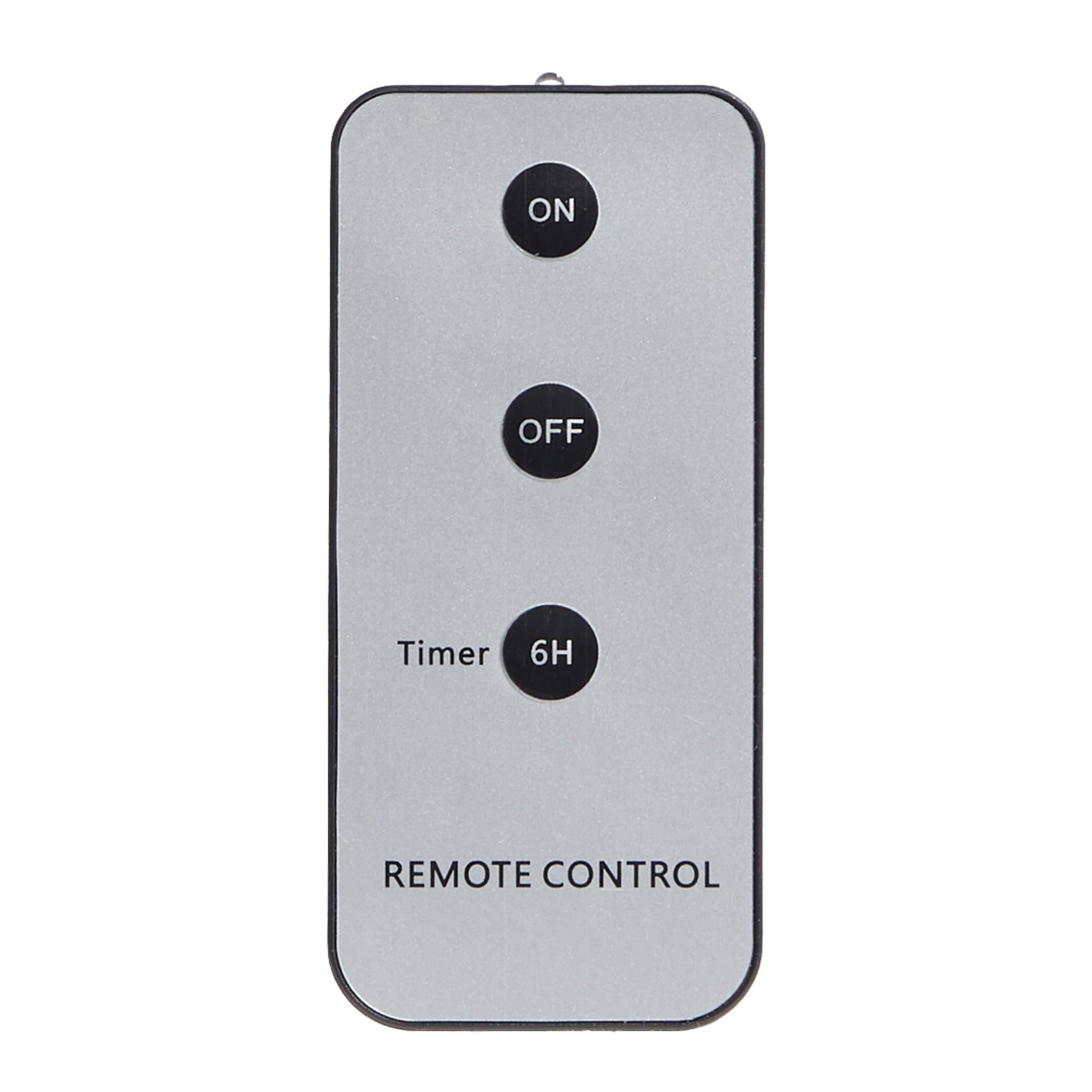 Remote control with 'On', 'Off', and 'Timer' buttons on a white background