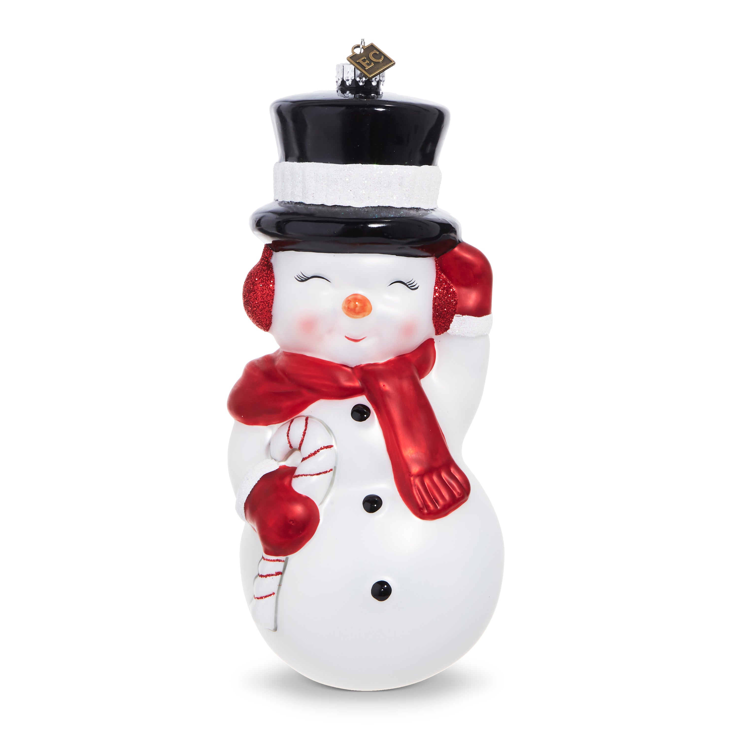RAZ Imports by Eric Cortina 8" Glass Snowman Blow Mold Collectible Christmas Ornament