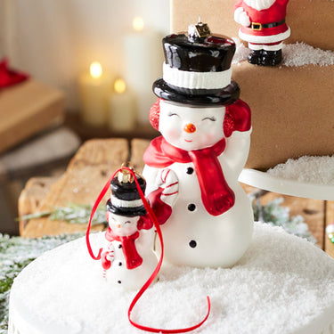 RAZ Imports by Eric Cortina 8" Vintage Blow Mold Snowman Glass Collectible Christmas Ornament