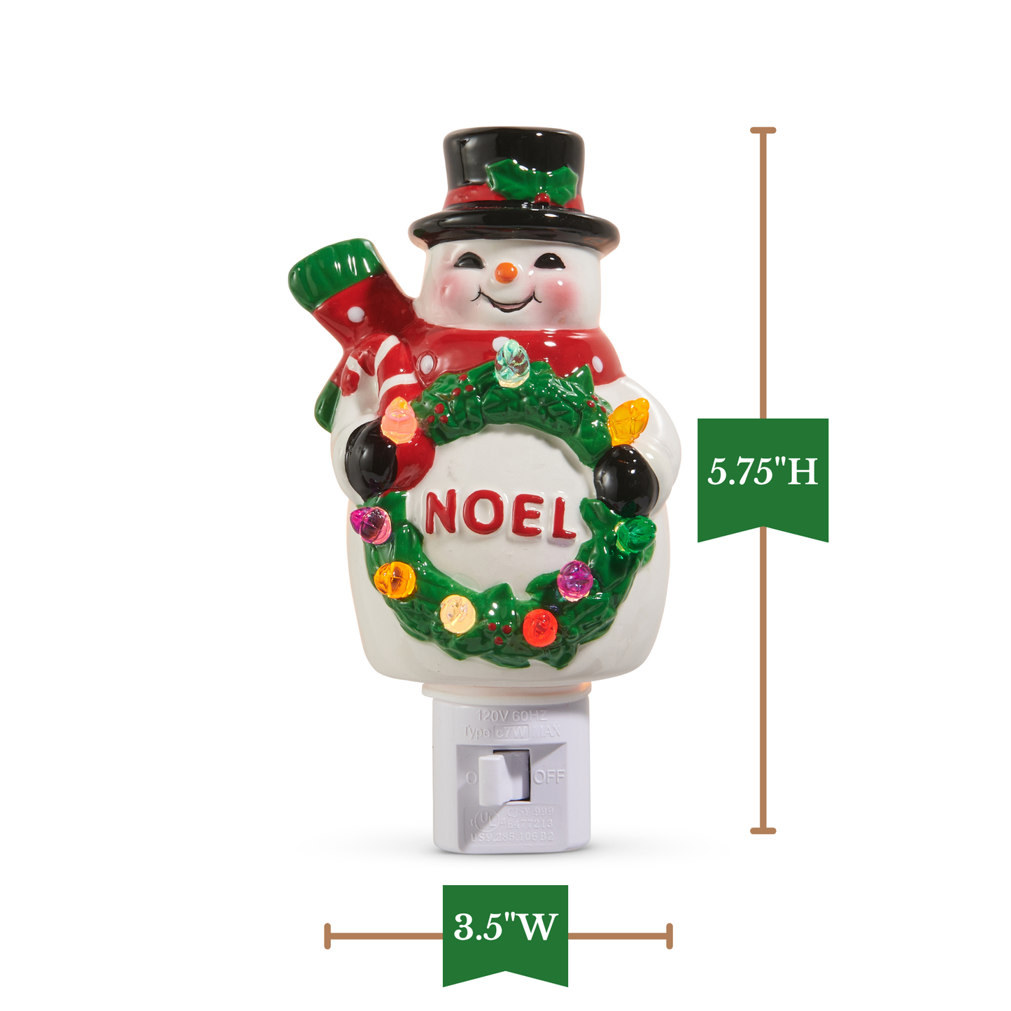 RAZ Imports 5.75" Retro Snowman Noel Ceramic Christmas Night Light