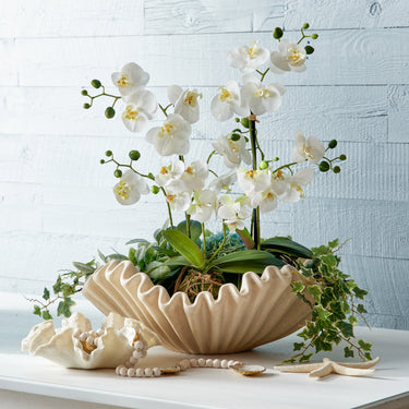 RAZ Imports 23.75" Real Touch White Orchid Flower with Moss Ball - Set of 4