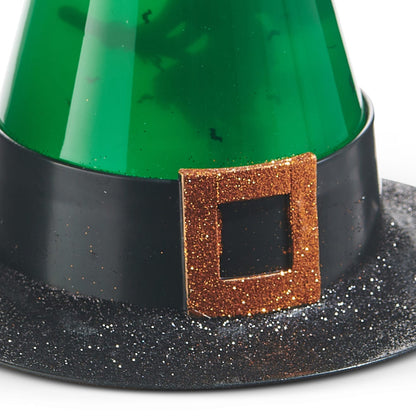 RAZ Imports 9" Lighted Swirling Witch and Bats Glitter Water Lantern Hat Halloween Decoration