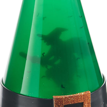 RAZ Imports 9" Lighted Swirling Witch and Bats Glitter Water Lantern Hat Halloween Decoration