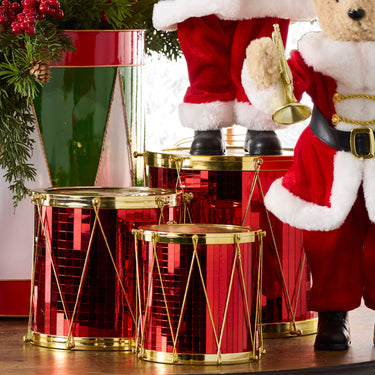 RAZ Imports 9.5" Mirrored Red Nutcracker Drum Christmas Ornaments - Set of 3