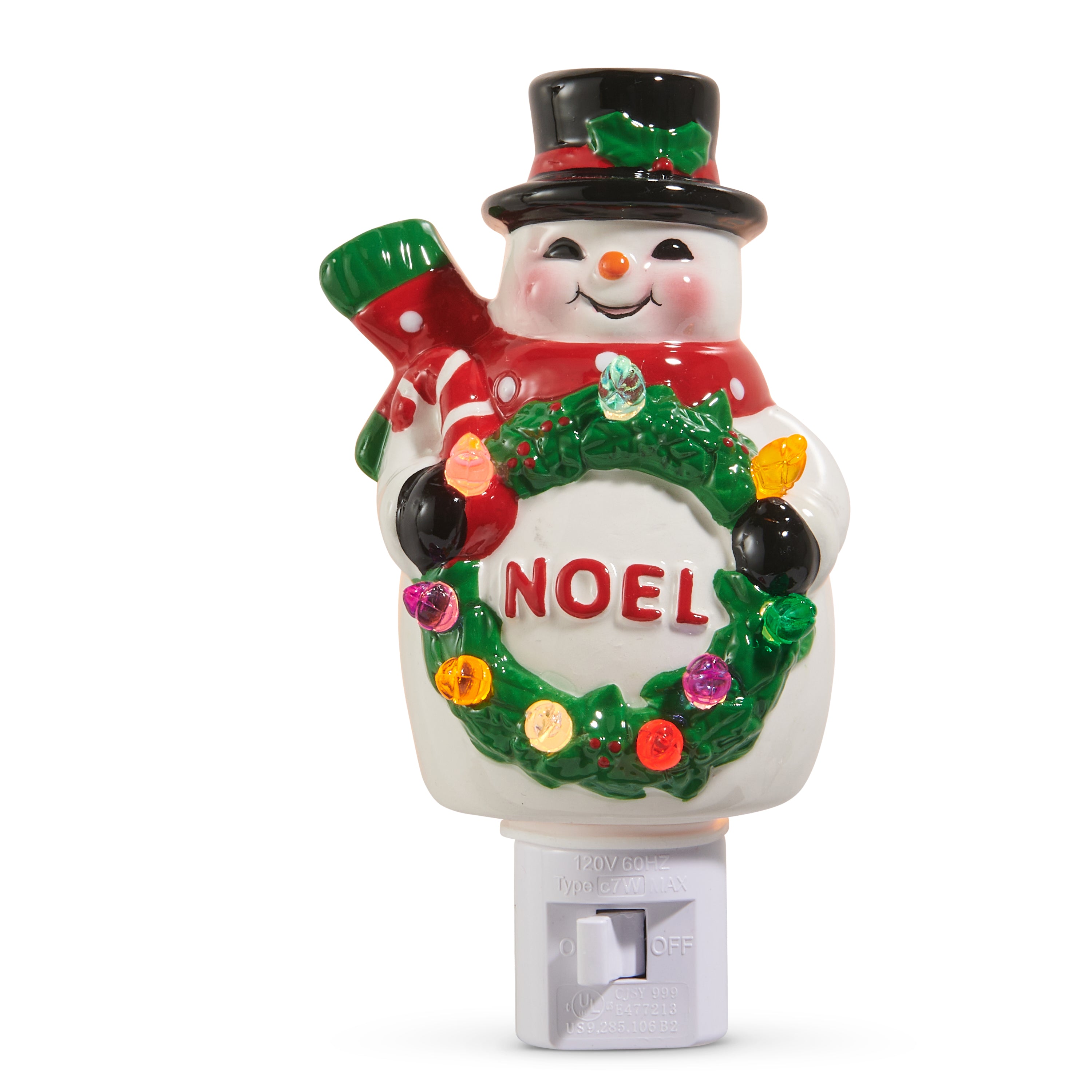 RAZ Imports 5.75" Vintage Noel Snowman Ceramic Christmas Night Light
