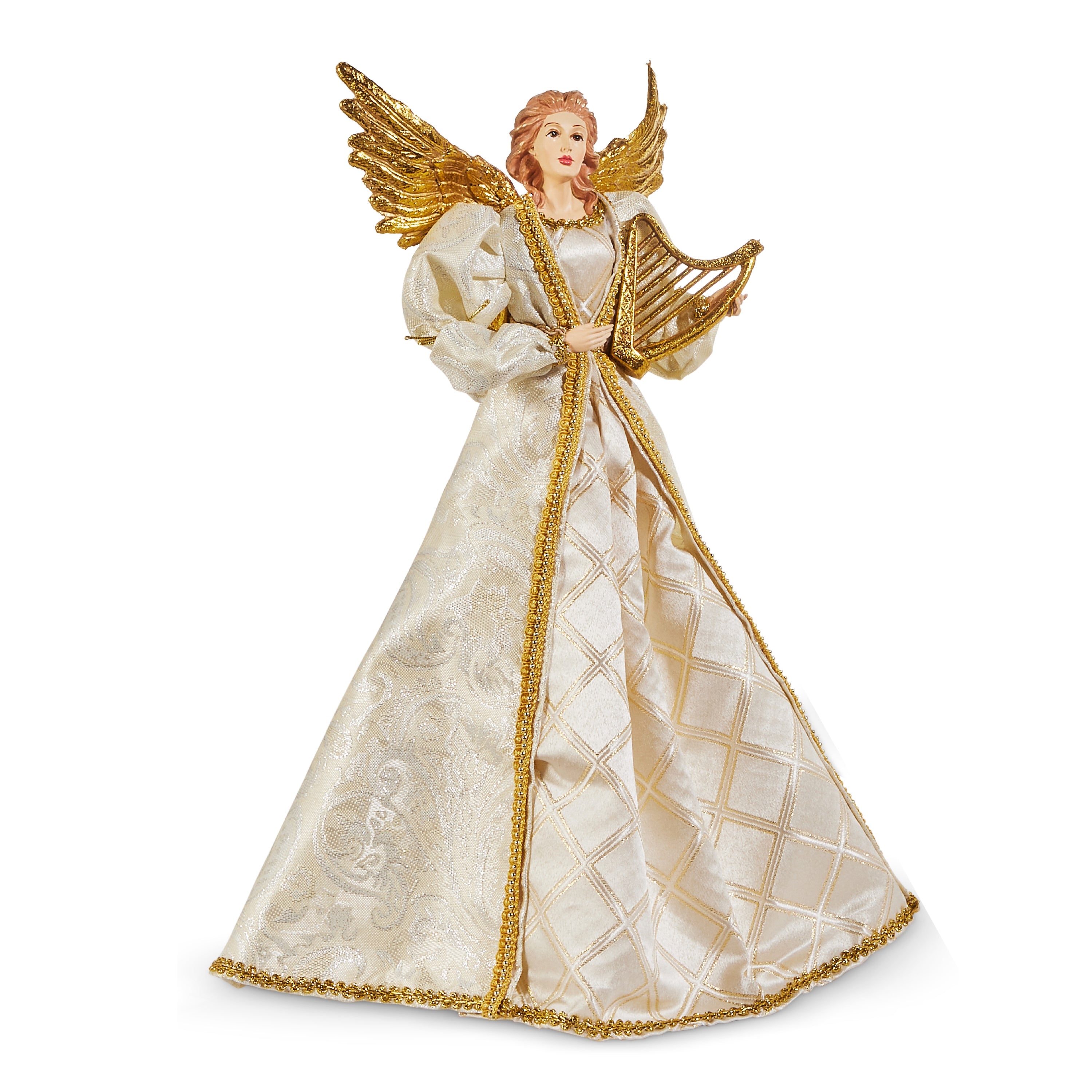 RAZ Imports 18.5" Gold Victorian Angel with Harp Christmas Tree Topper