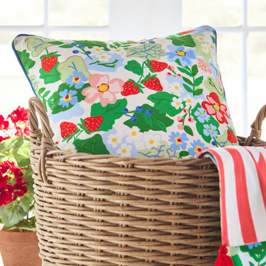 RAZ Imports Blooming Flowers and Berries Decorative Spring Throw Pillow - 18"L X 18”H