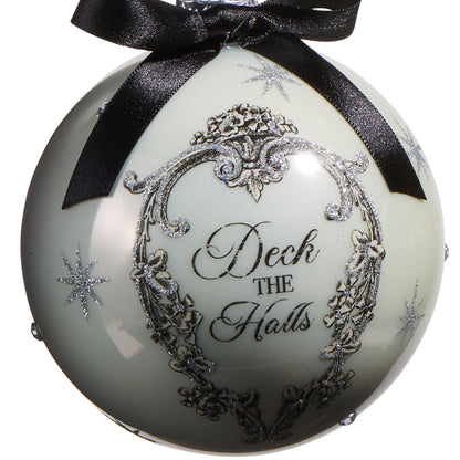 RAZ Imports 5" Deck the Halls Joyeux Noel French Glass Ball Christmas Ornaments - Set of 2