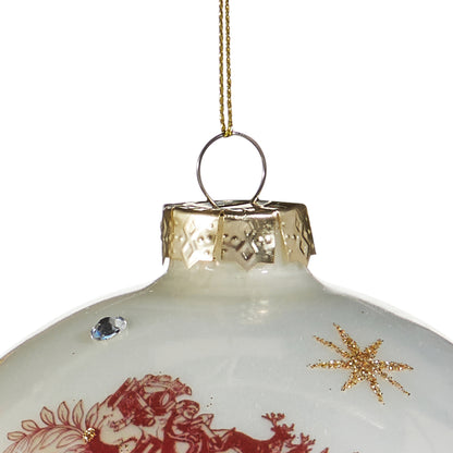 RAZ Imports 5" Vintage Merry Christmas Santa White Glass Ball Christmas Ornament