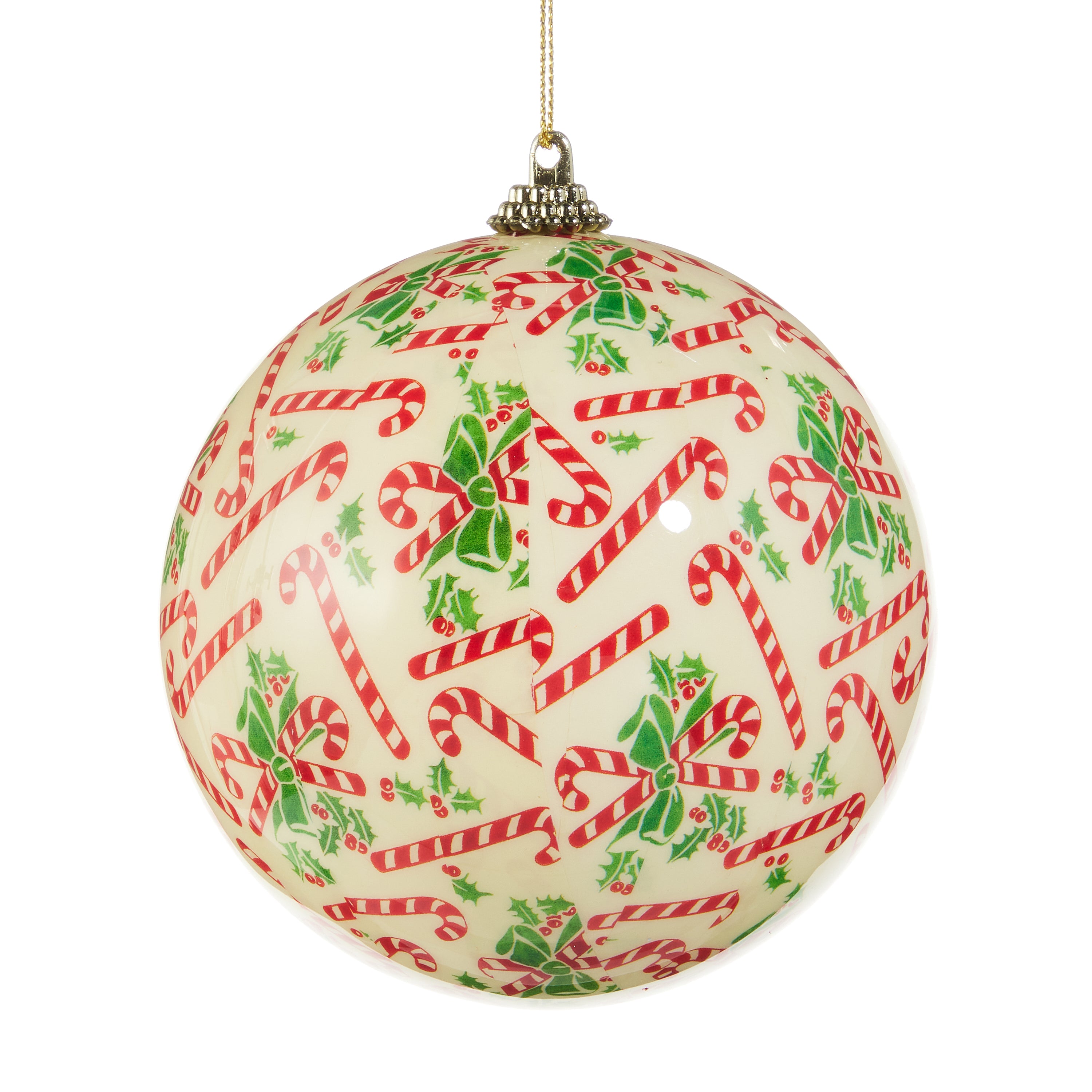 RAZ Imports 4" Vintage Candy Cane Shatterproof Ball Christmas Ornament