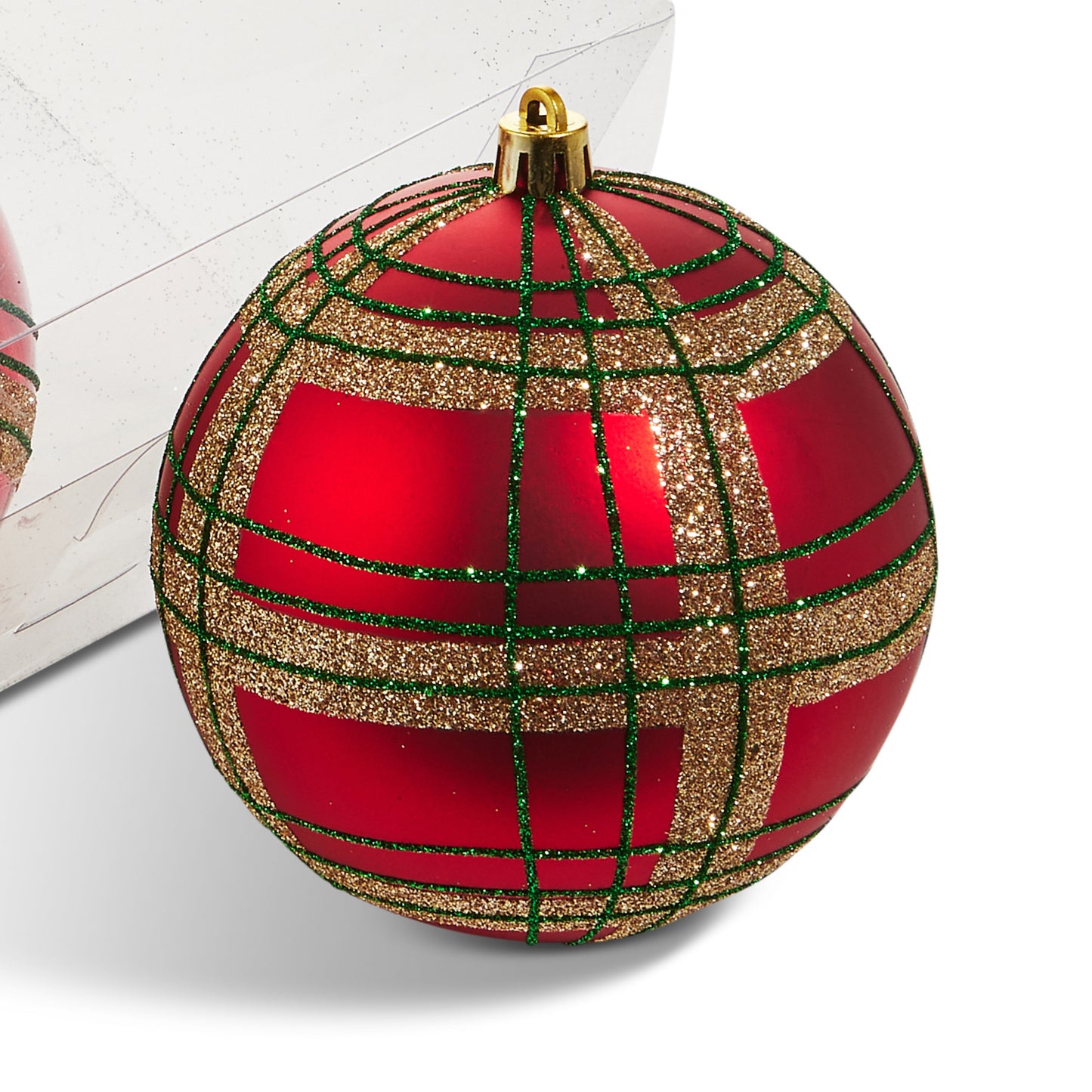 RAZ Imports 4" Red and Green Plaid Tartan Shatter-Resistant Ball Christmas Ornaments - Set of 4