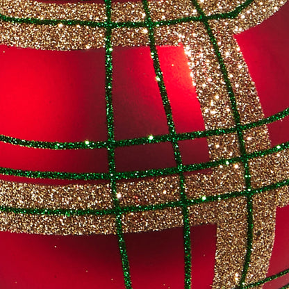 RAZ Imports 4" Red and Green Plaid Tartan Shatter-Resistant Ball Christmas Ornaments - Set of 4