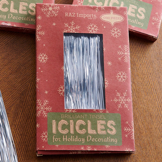 RAZ Imports 18.5" Silver Tinsel Vintage Icicle Strands Christmas Decoration, 1 Box
