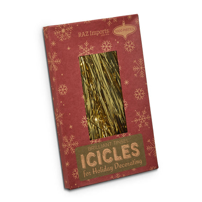 RAZ Imports 18.5" Gold Tinsel Vintage Icicle Strands Christmas Decoration, 1 Box