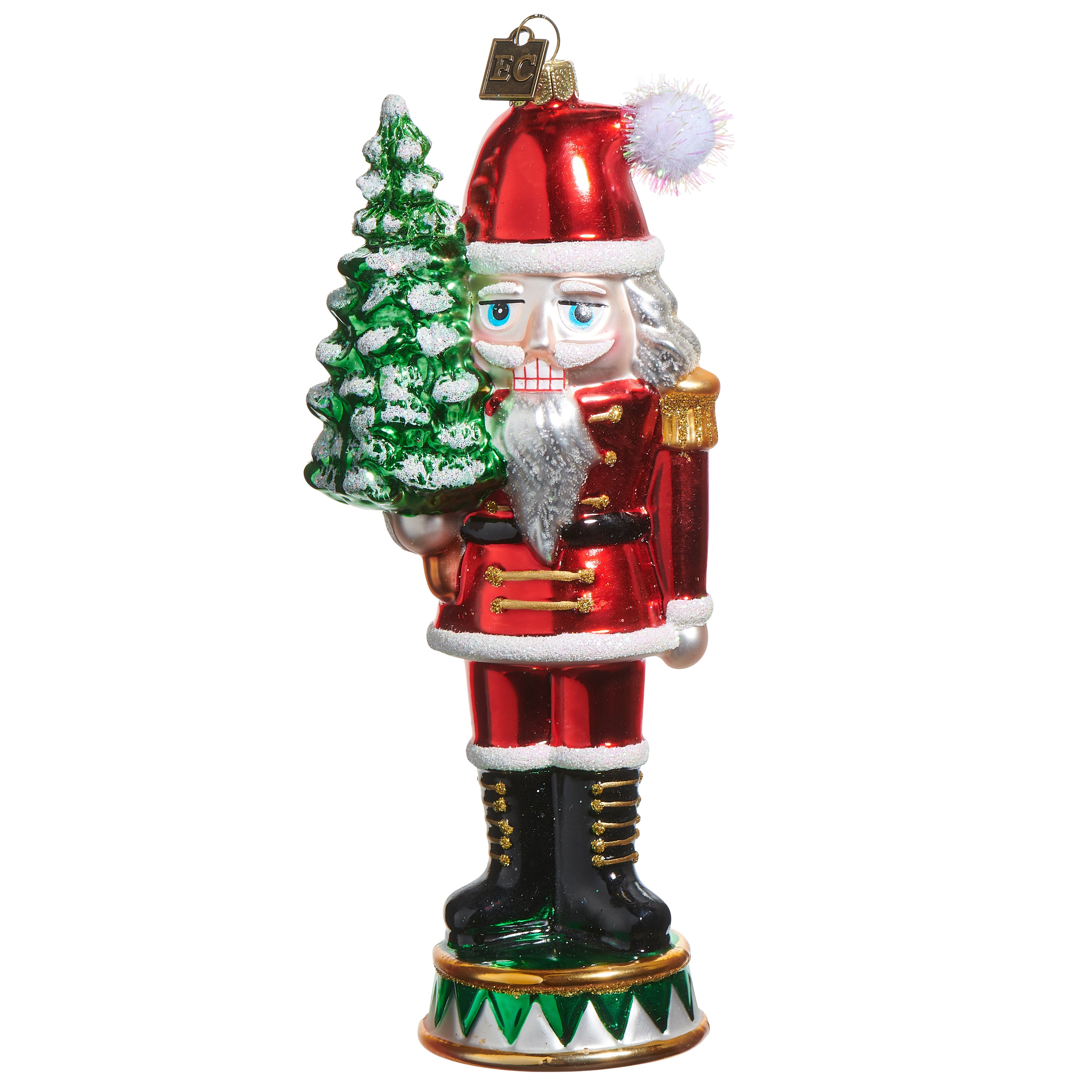 RAZ Imports by Eric Cortina 7" Christmas Nutcracker with Tree Glass Collectible Christmas Ornament