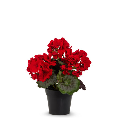 RAZ Imports Red Geranium Potted Flowers