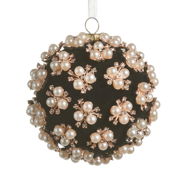 RAZ Imports 4" Black Pearl Jewel Clustered Ball Christmas Ornaments - Set of 8