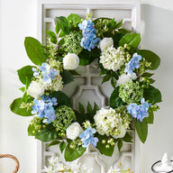 RAZ Imports 24" Blue Hydrangea and White Rose Spring Wreath