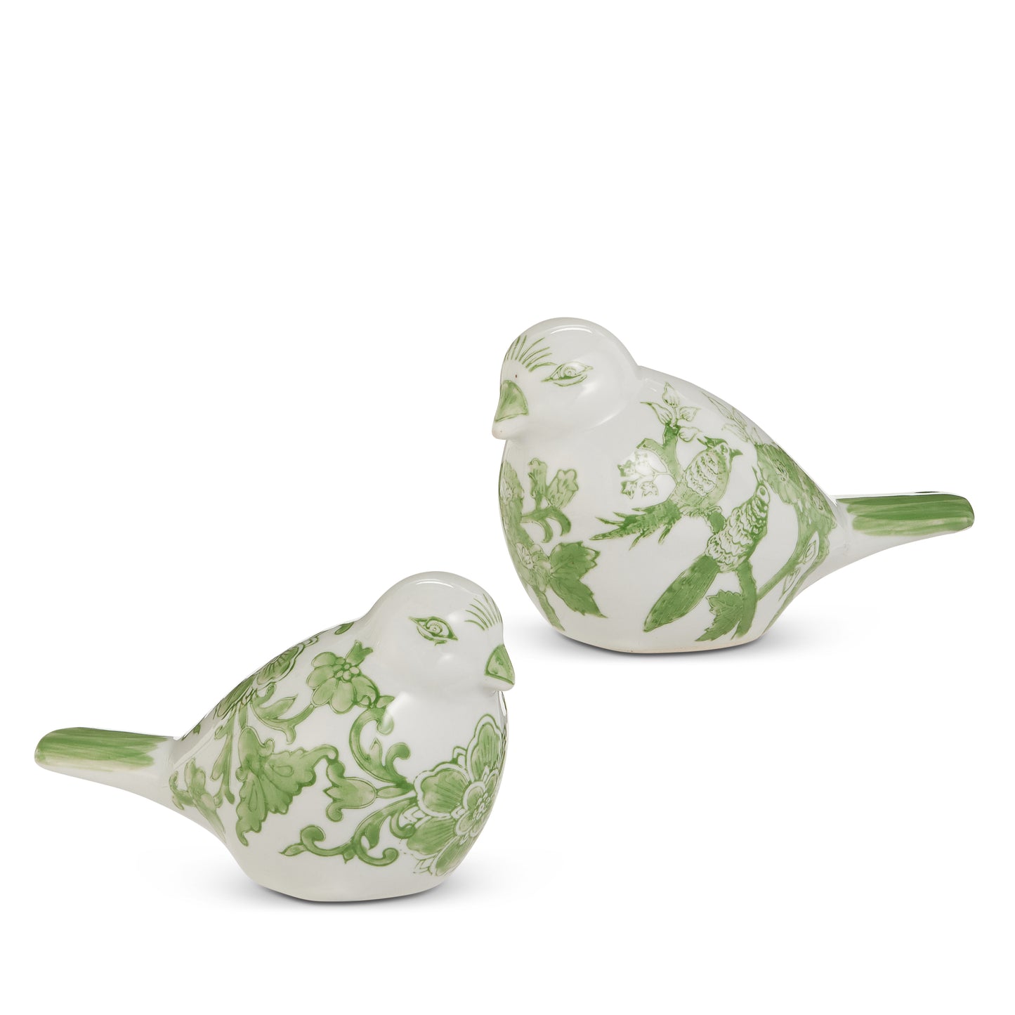RAZ Imports 7.25" Green and White Chinoiserie Decorative Birds - Set of 2
