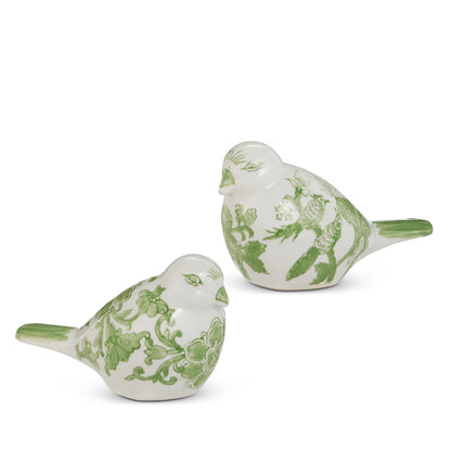 RAZ Imports 7.25" Green and White Chinoiserie Decorative Birds - Set of 2
