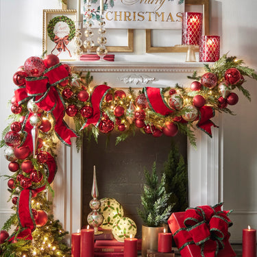 RAZ Imports Red Velvet Wired Christmas Ribbon with Jeweled Holly Trim, 4" X 10 Yards - 1 Roll