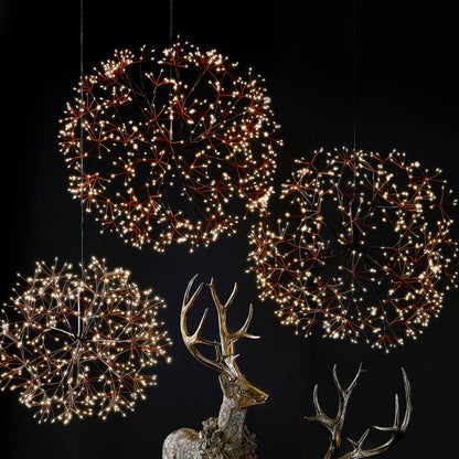 RAZ Imports 18" Brown Starburst Warm White LED Lighted Orb Christmas Decoration, Indoor or Outdoor Use