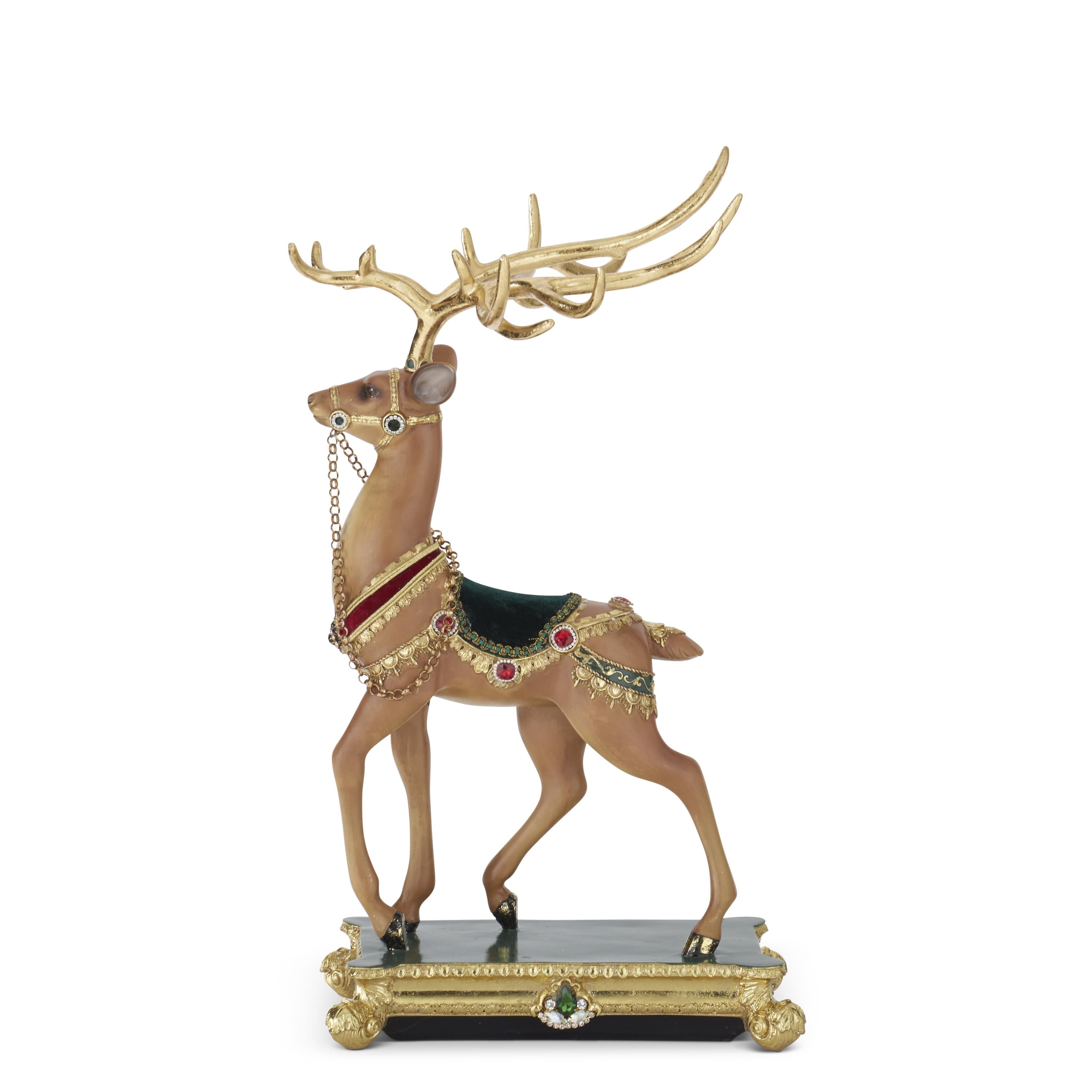 K&K Interiors 21" Jeweled Resin Reindeer Christmas Decoration Figurine