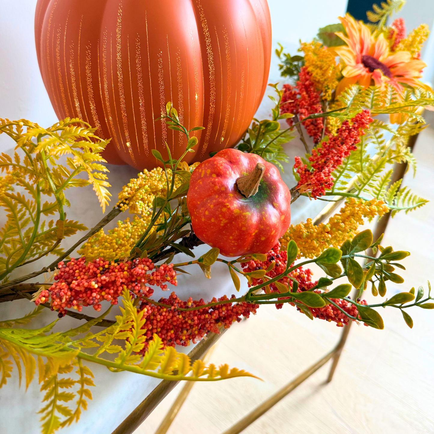 Tinsel Traditions 6’ Autumn Golden Hour Harvest Sunflower Pumpkin Fall Garland