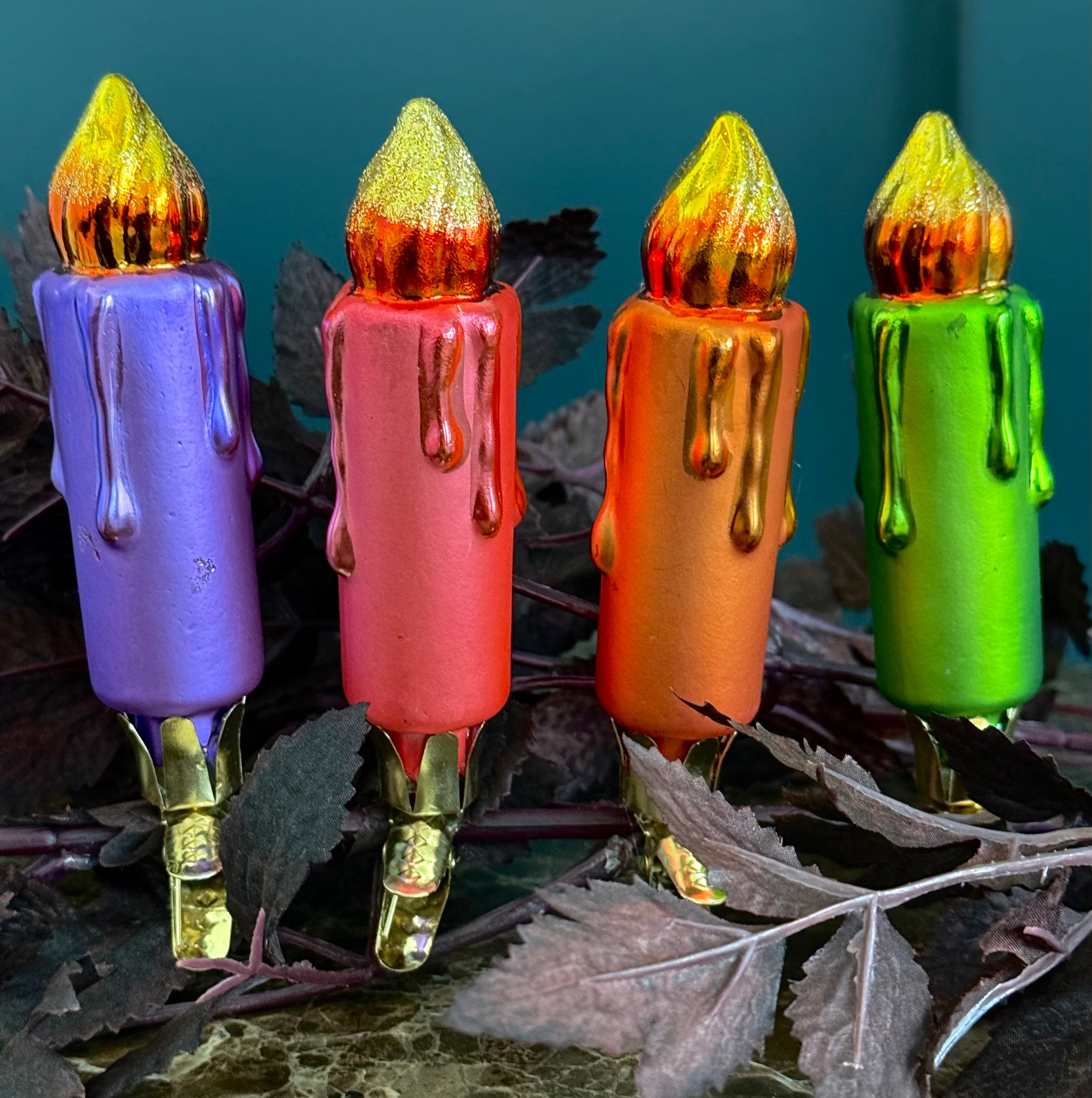 RAZ Imports 4.5" Spooky Dripping Candle Clip-On Glass Halloween Decoration Ornaments - Set of 4