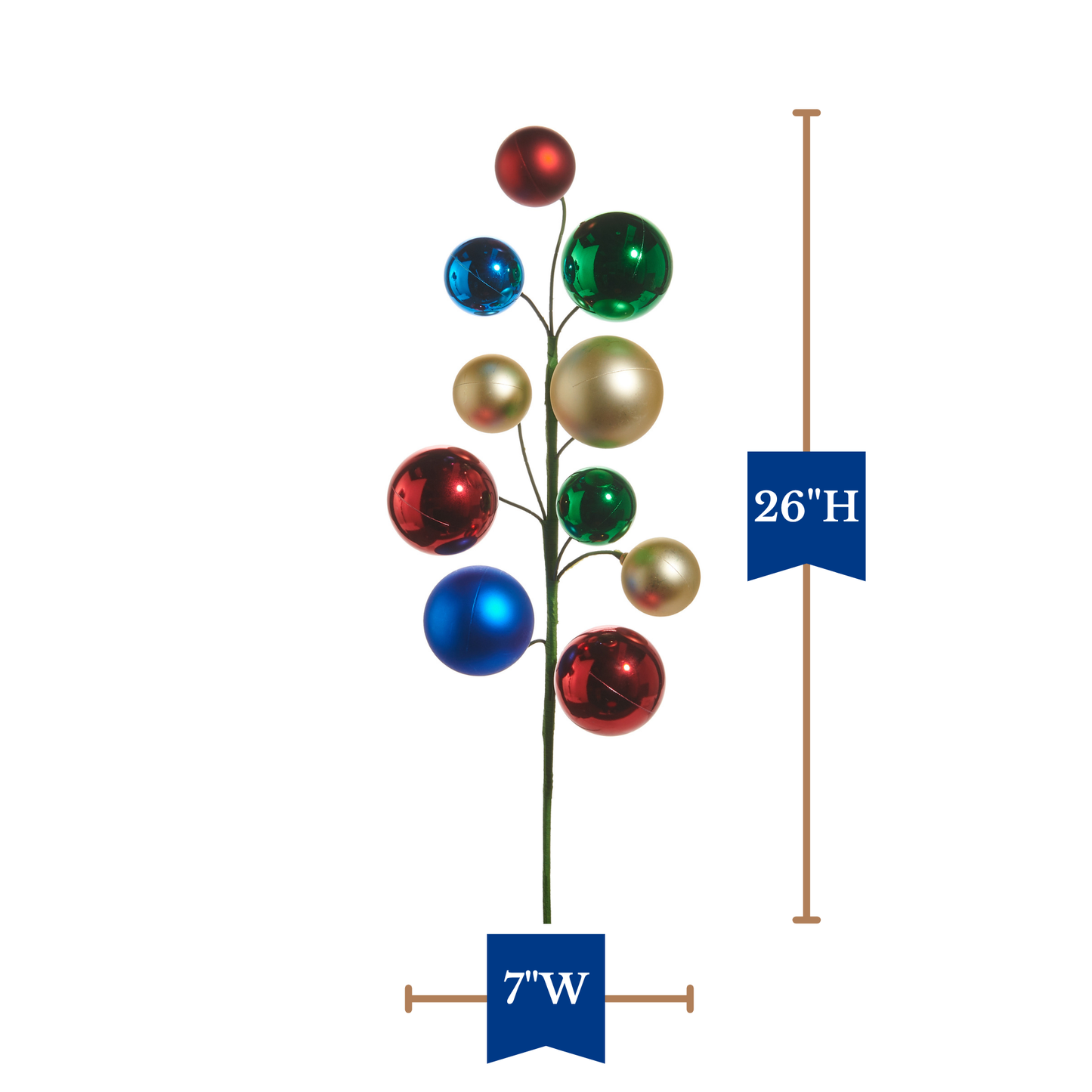 RAZ Imports 26" Nutcracker Red, Green, Gold and Blue Ball Ornament Christmas Tree Spray